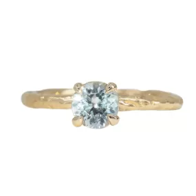 0.85ct Montana Sapphire Evergreen Solitaire Ring in 14k Yellow Gold by Anueva Jewelry