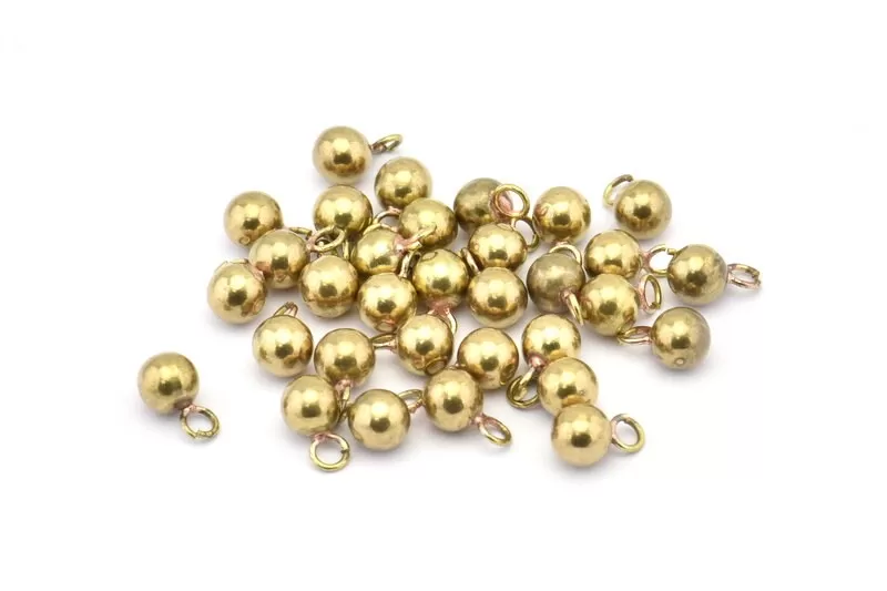 12 Raw Brass Ball Charms (6mm) Bs-1077--N0586