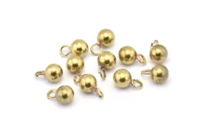 12 Raw Brass Ball Charms (6mm) Bs-1077--N0586