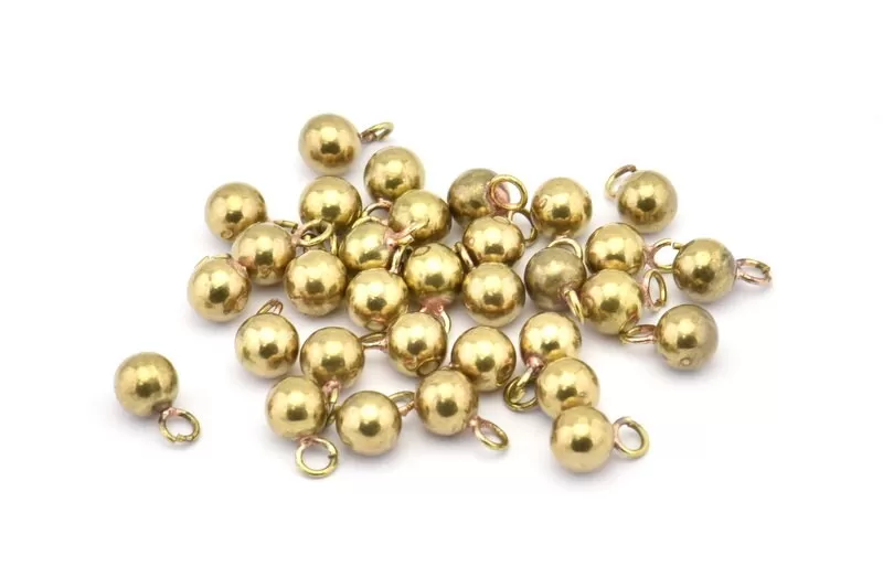 12 Raw Brass Ball Charms (6mm) Bs-1077--N0586