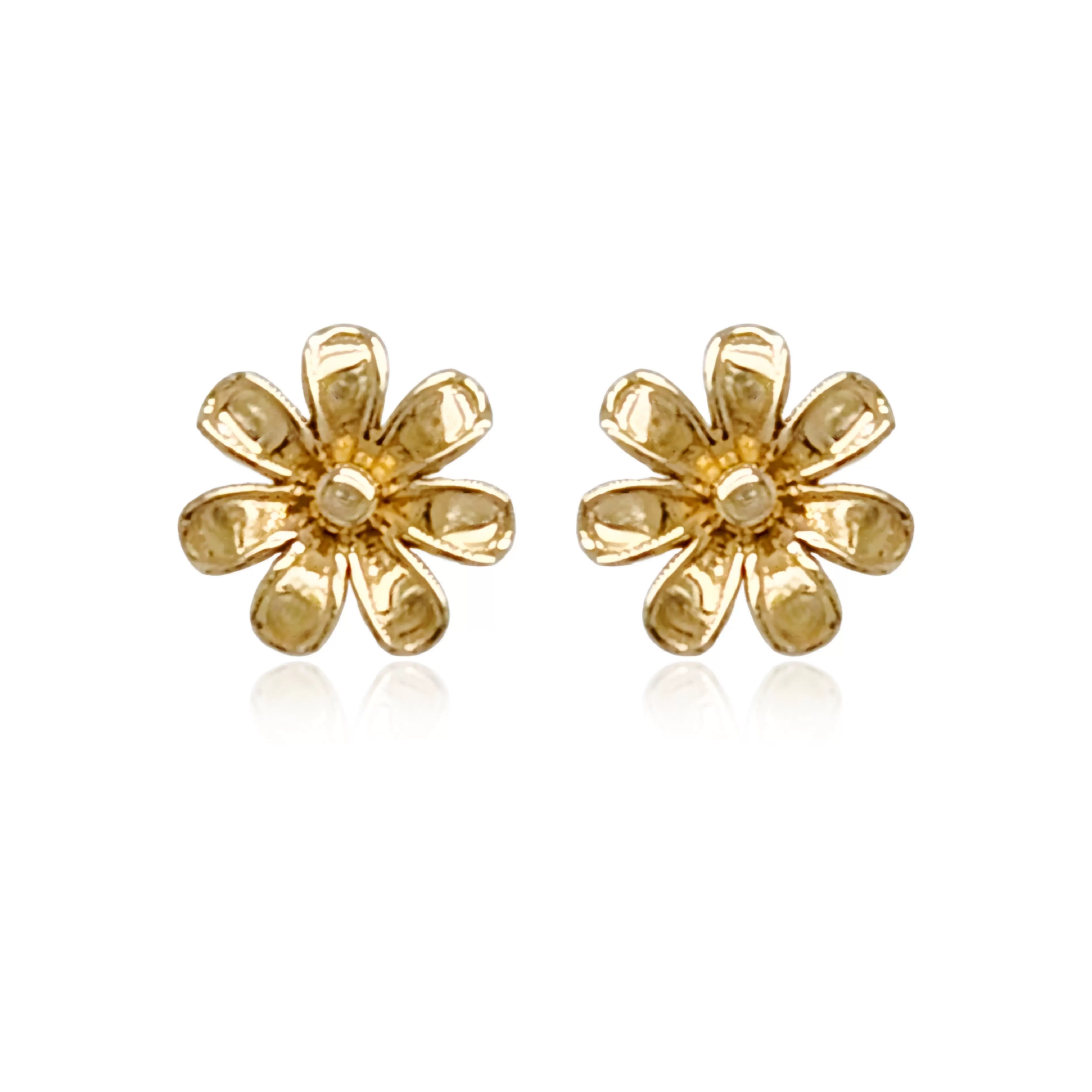 14k Gold Flower Stud Earrings