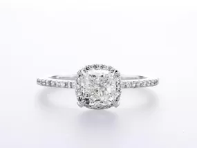 14K White  Halo Engagement Ring (1.29Ctw)