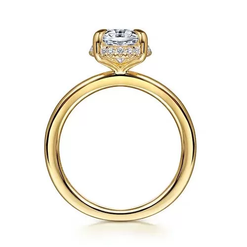 14K Y Gold 0.11ctw Hidden Halo Oval Diamond Mounting