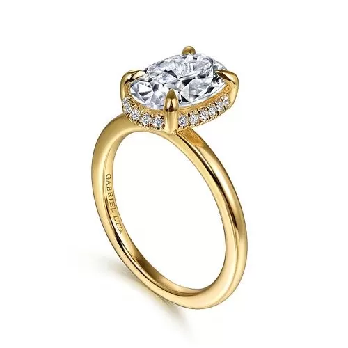 14K Y Gold 0.11ctw Hidden Halo Oval Diamond Mounting