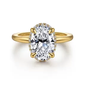 14K Y Gold 0.11ctw Hidden Halo Oval Diamond Mounting