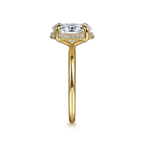 14K Y Gold 0.11ctw Hidden Halo Oval Diamond Mounting