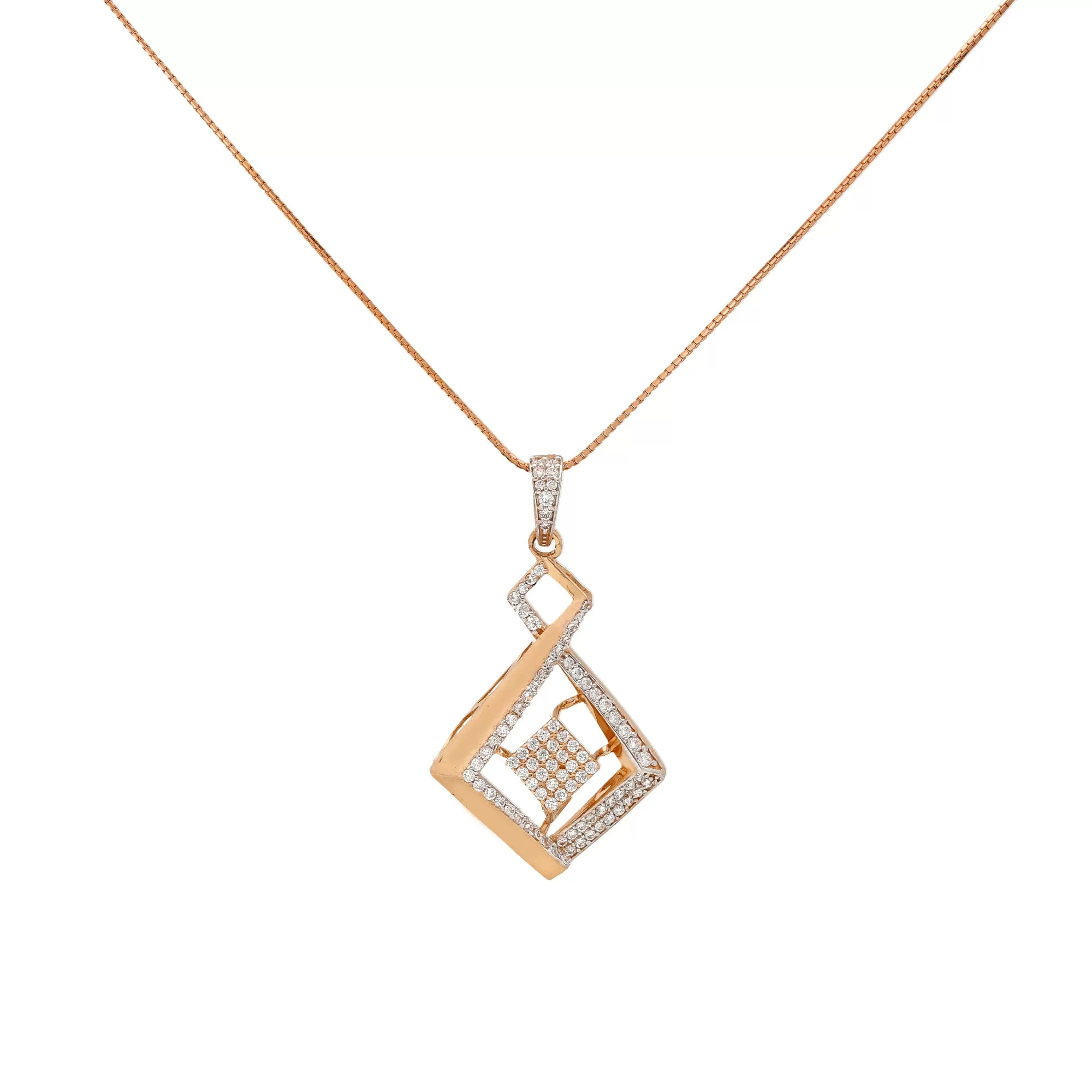 18K Rose Gold & CZ Necklace Set (11.1gm)