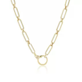 18K Yellow Gold Paperclip Diamond Chain Necklace