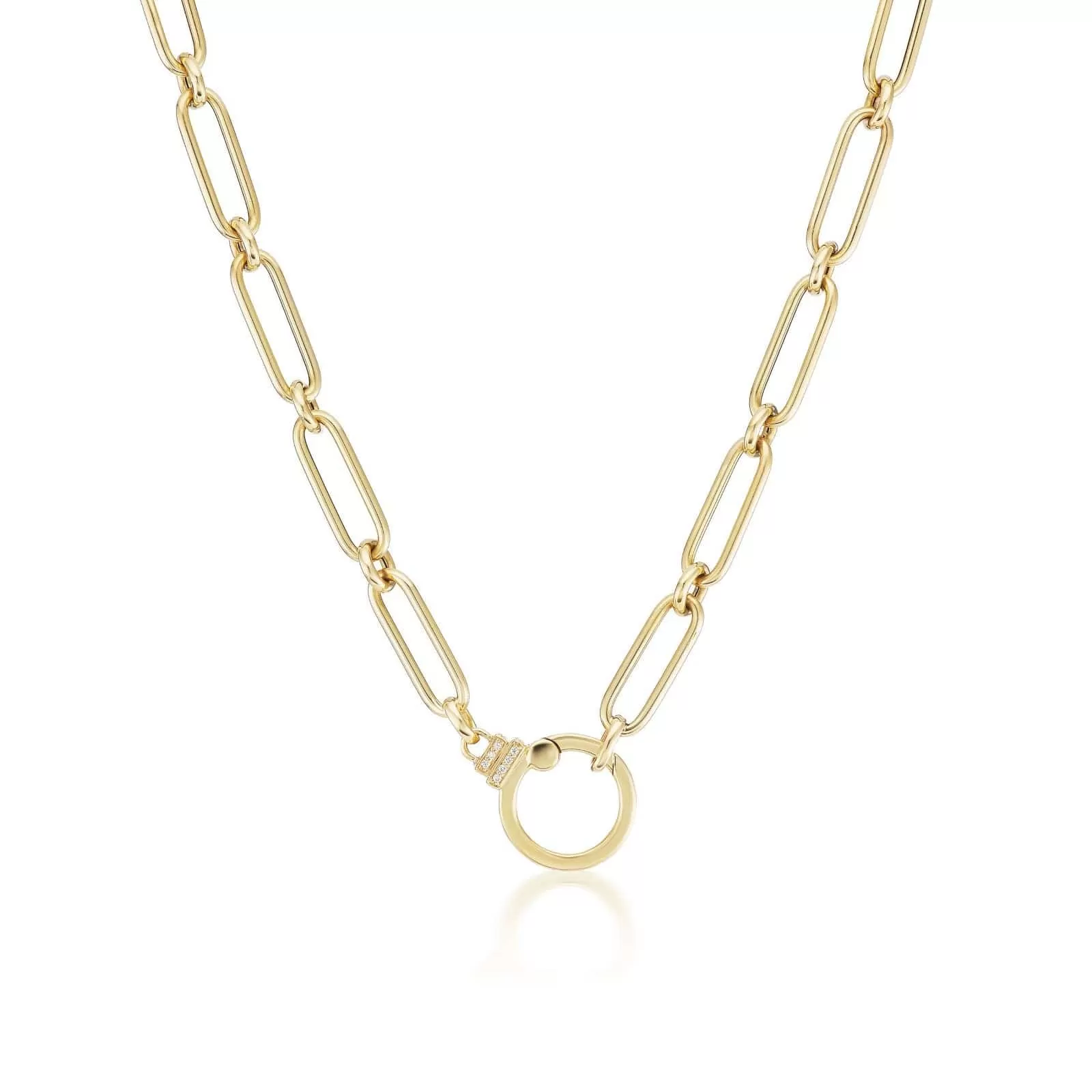 18K Yellow Gold Paperclip Diamond Chain Necklace