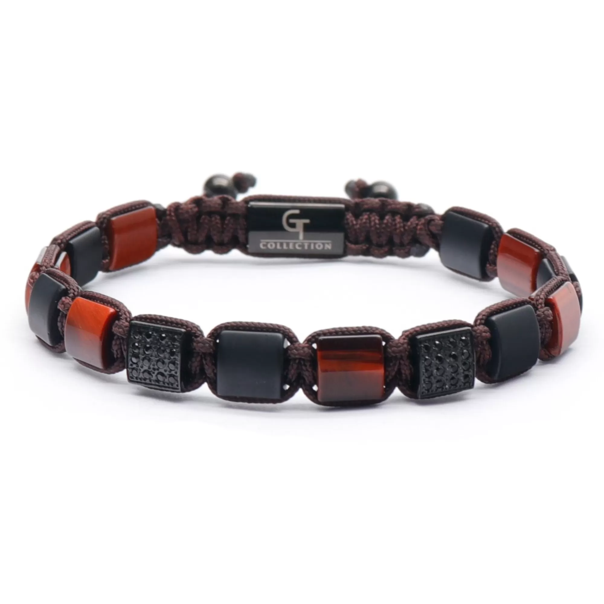 2 PIECE SET - RED TIGER EYE Double Bead & Flatbead Bracelet