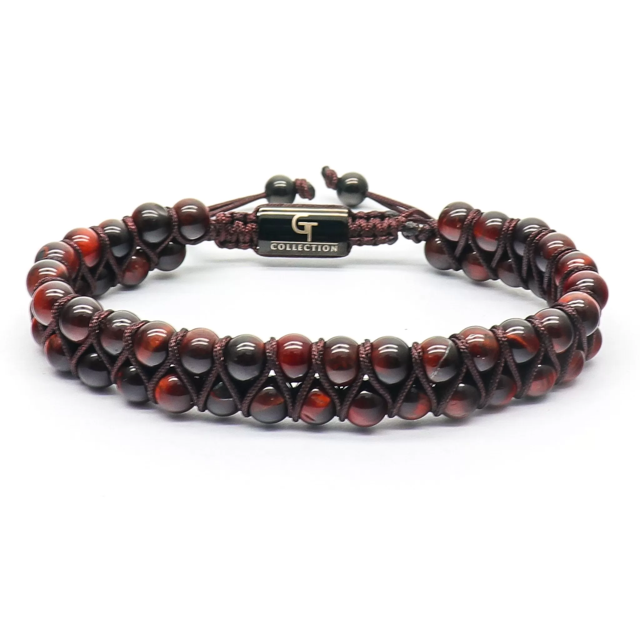 2 PIECE SET - RED TIGER EYE Double Bead & Flatbead Bracelet