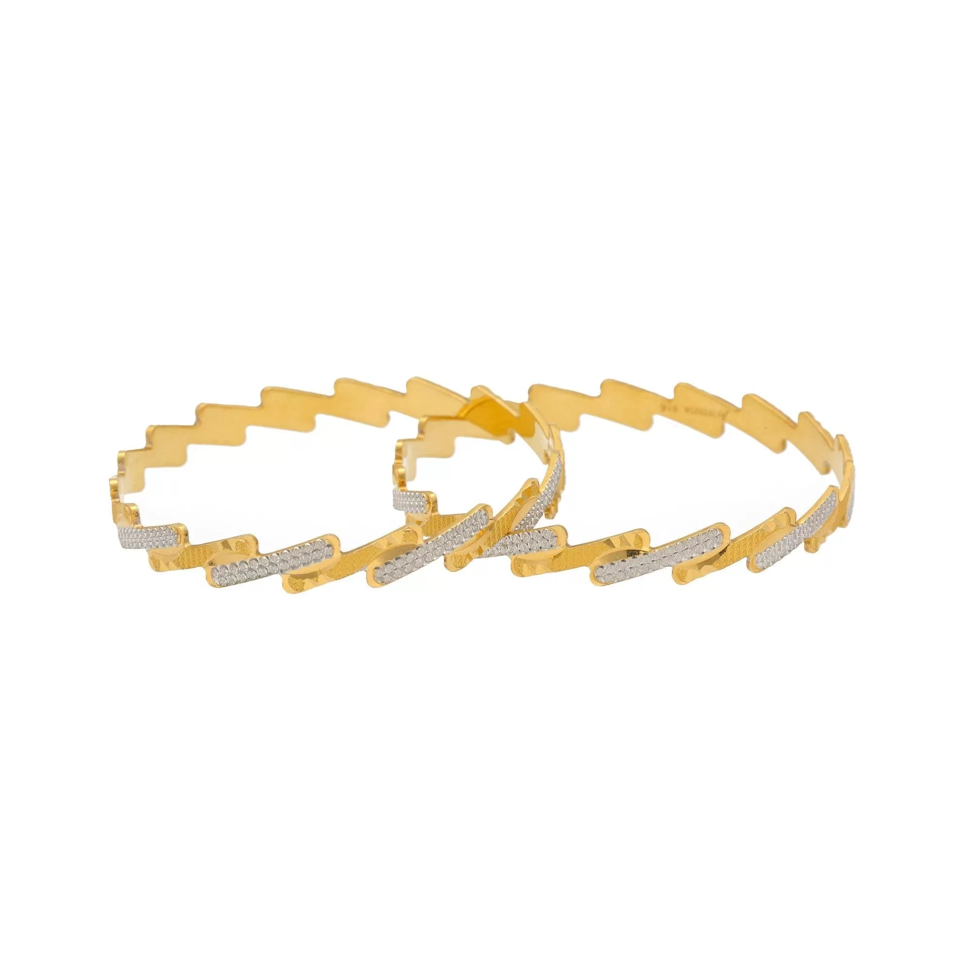 22K Gold Multi Tone Set of Two Bangles, 46.8gm