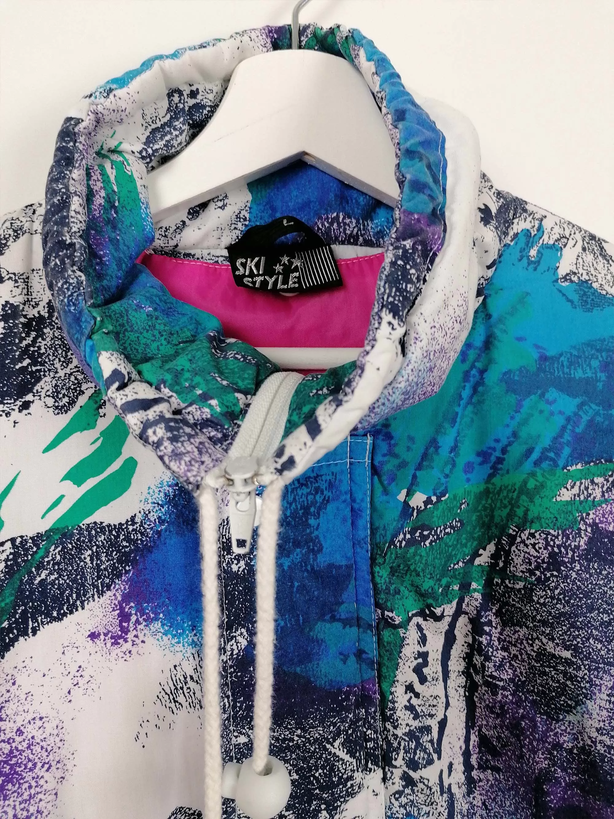 90's SKISYLE Retro Print Winter Ski 1/4 Zip Anorak Jacket - size L