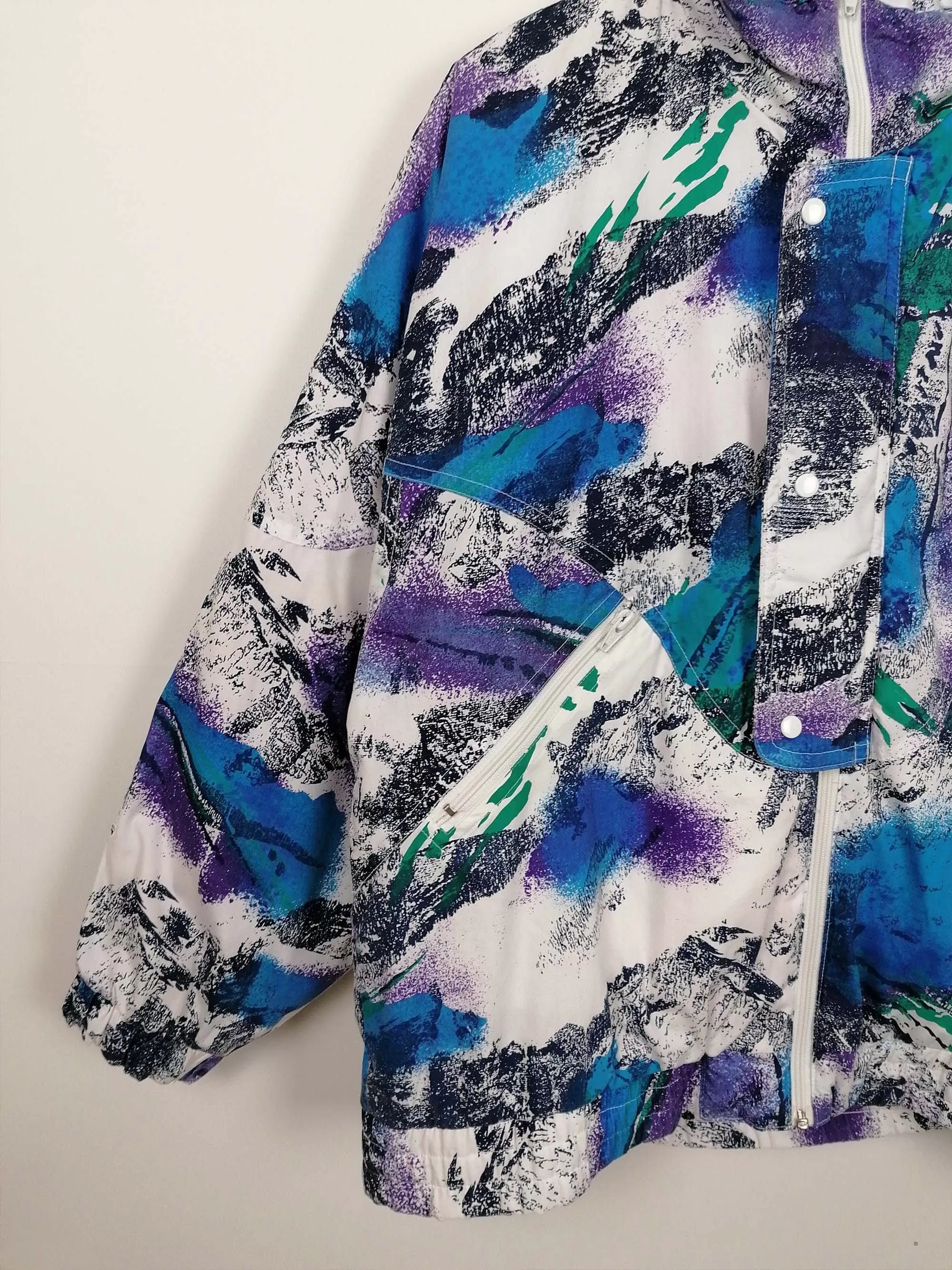 90's SKISYLE Retro Print Winter Ski 1/4 Zip Anorak Jacket - size L