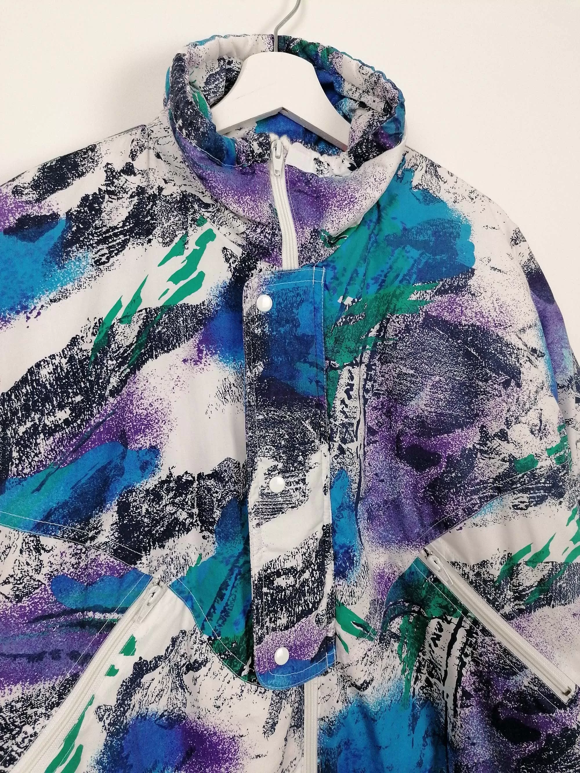 90's SKISYLE Retro Print Winter Ski 1/4 Zip Anorak Jacket - size L