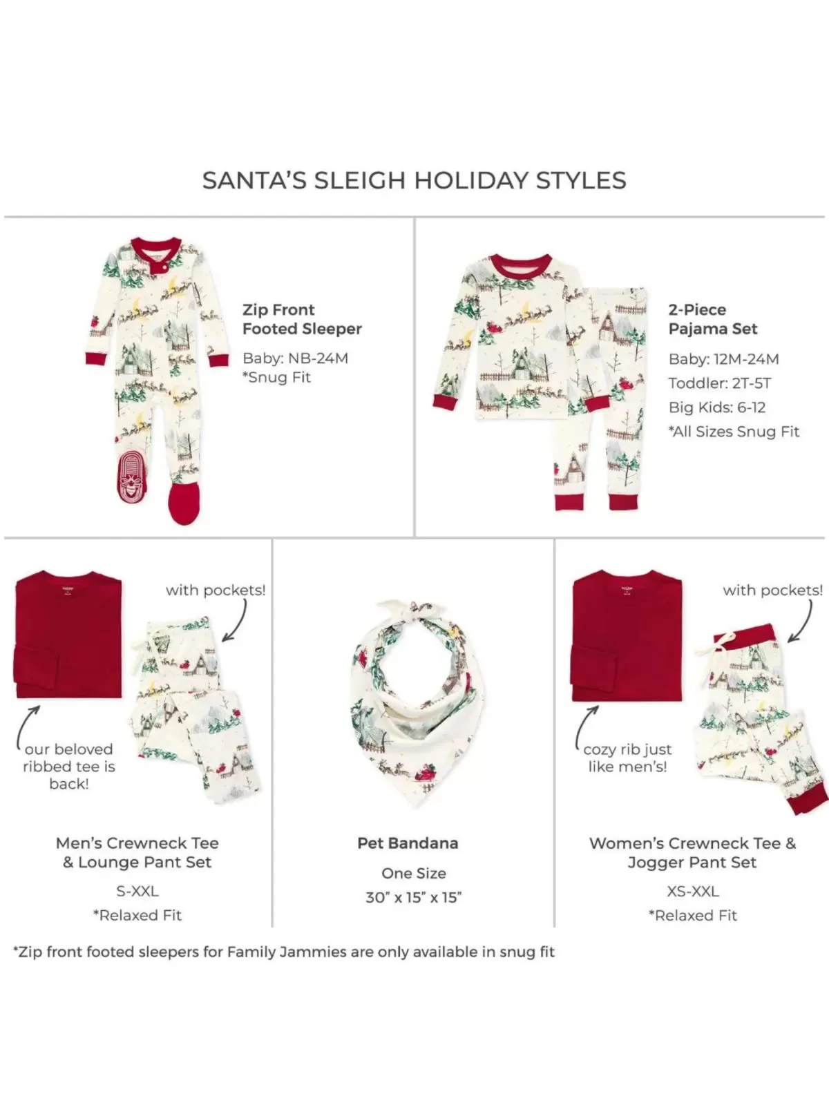 Adult Women's Tee & Jogger Pajama Set, Santa's Sleigh