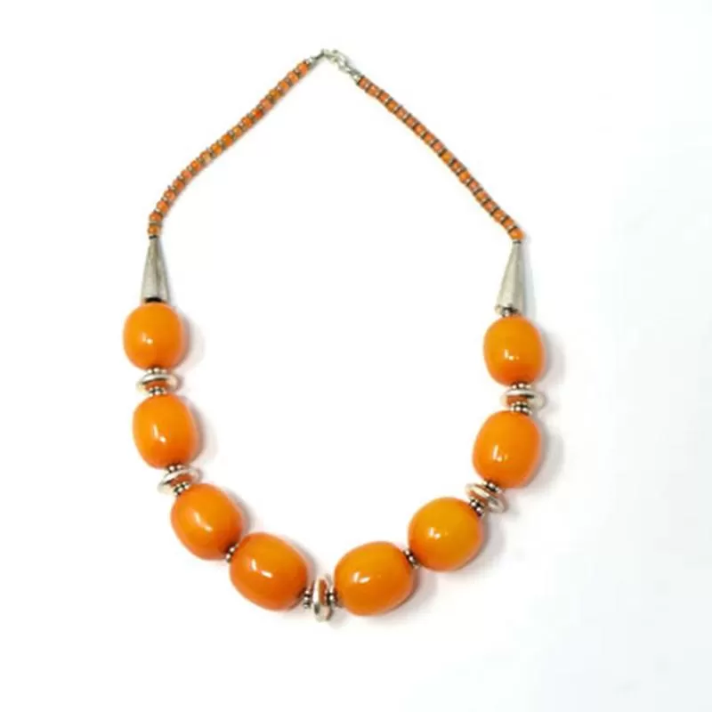 African Orange Amber Neckline Necklace 03 Set