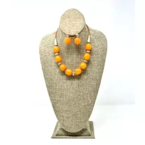 African Orange Amber Neckline Necklace 03 Set