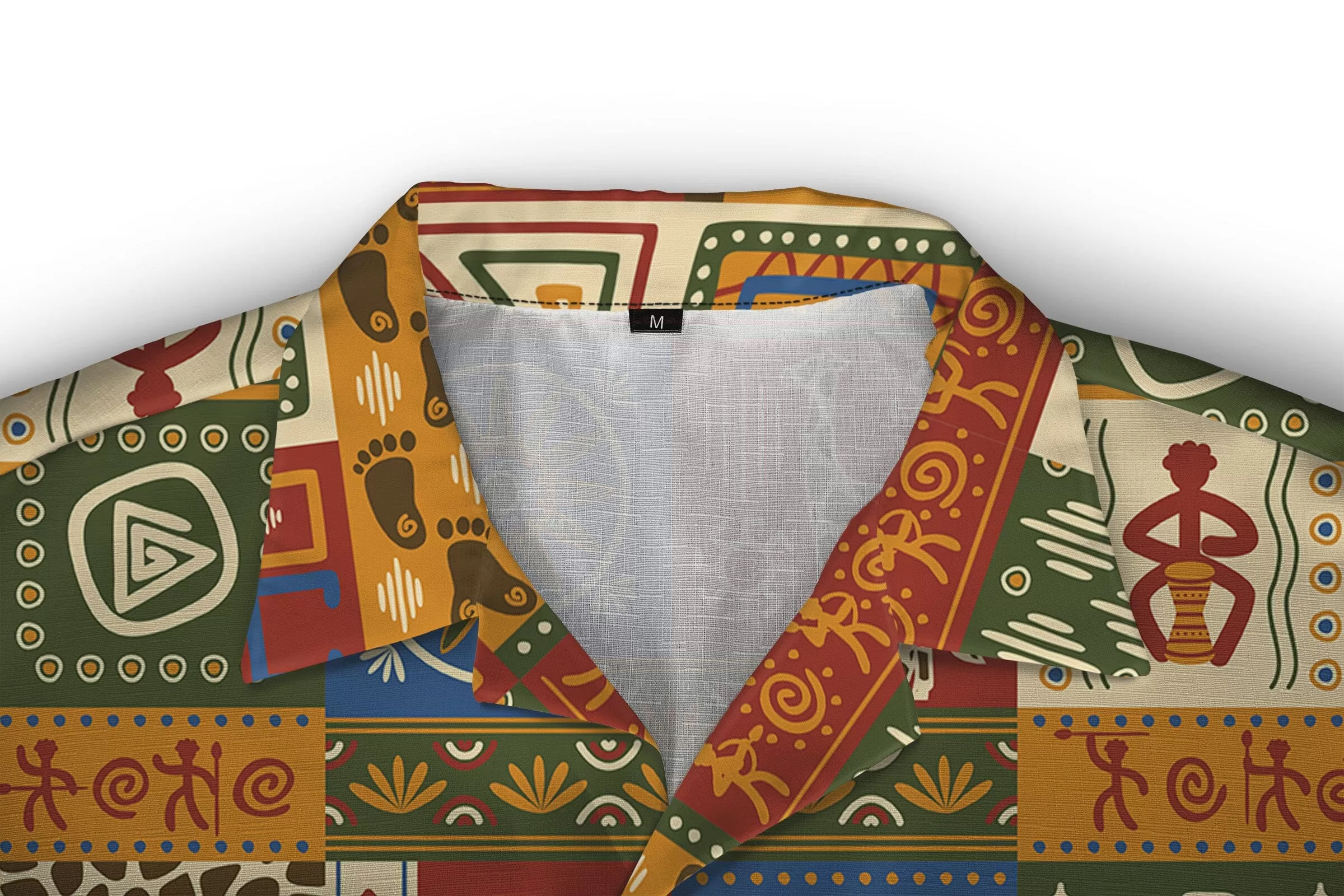 African Patterns Collage Linen Hawaiian Shirt