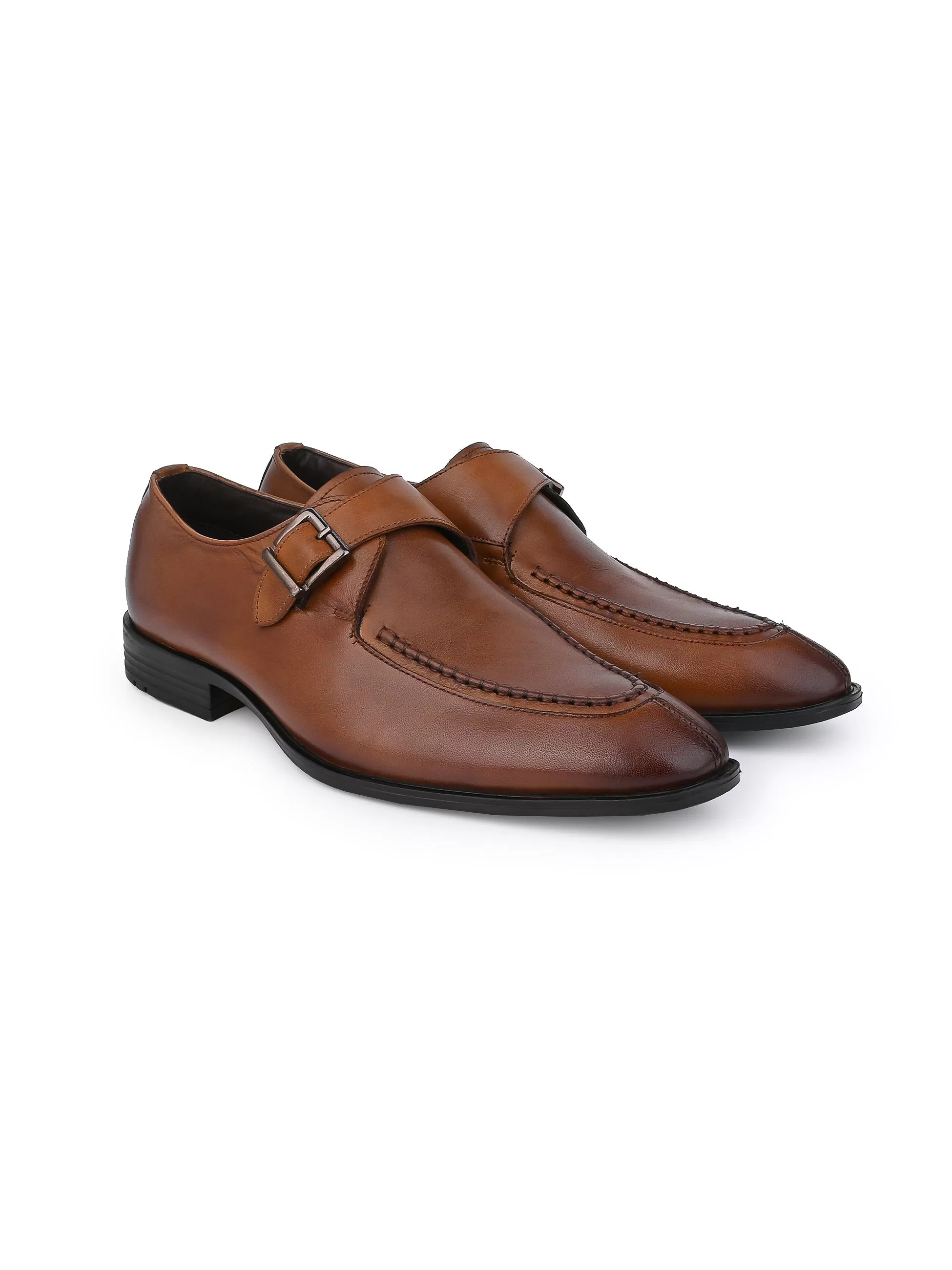 Alberto Torresi Genuine Leather Monk Shoes Dark Brown