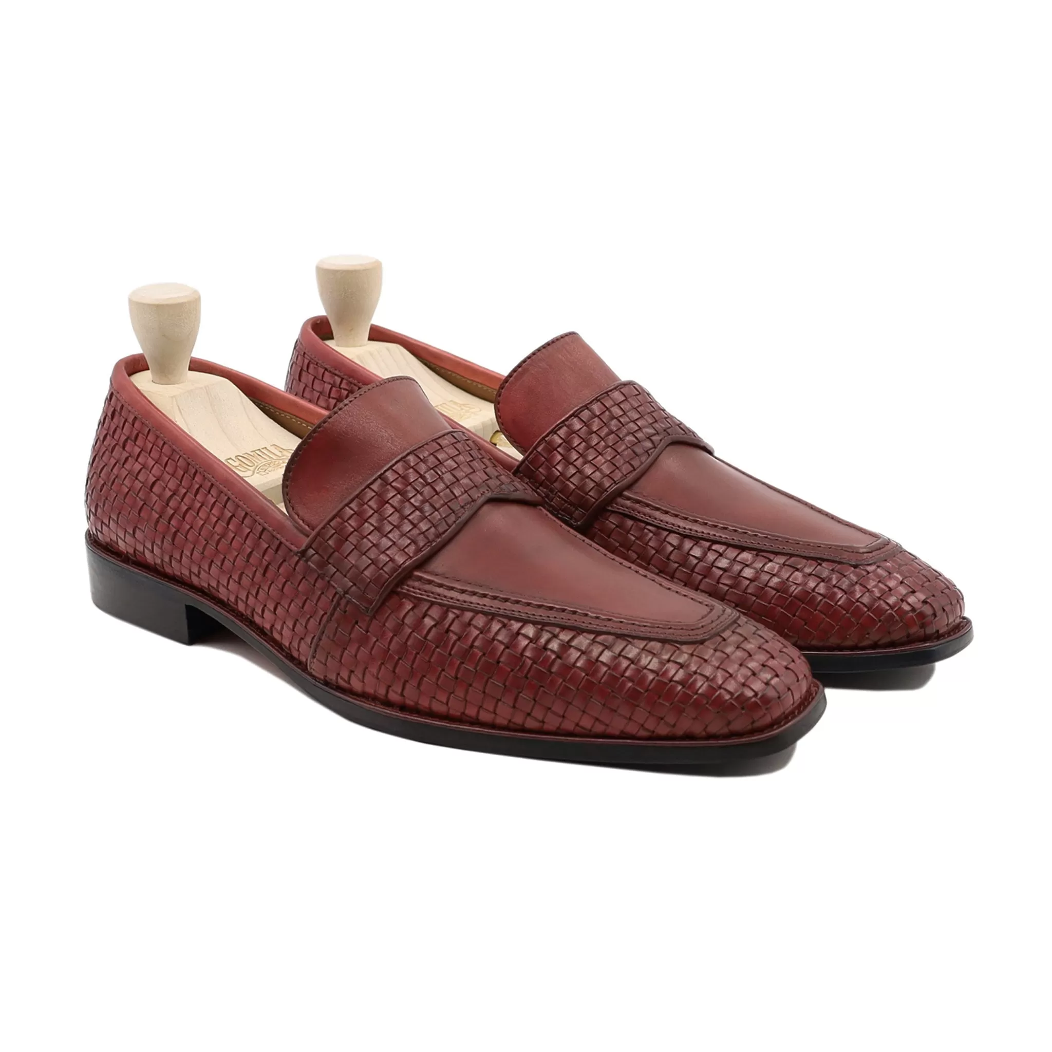 Alessandro - Men's Oxblood Calf Hand Woven Leather Loafer