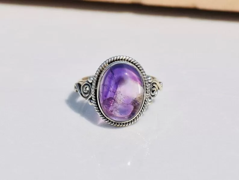 Amethyst Gemstone Sterling Silver Ring,Wedding Gift,Handmade Jewelry,Gift for Her