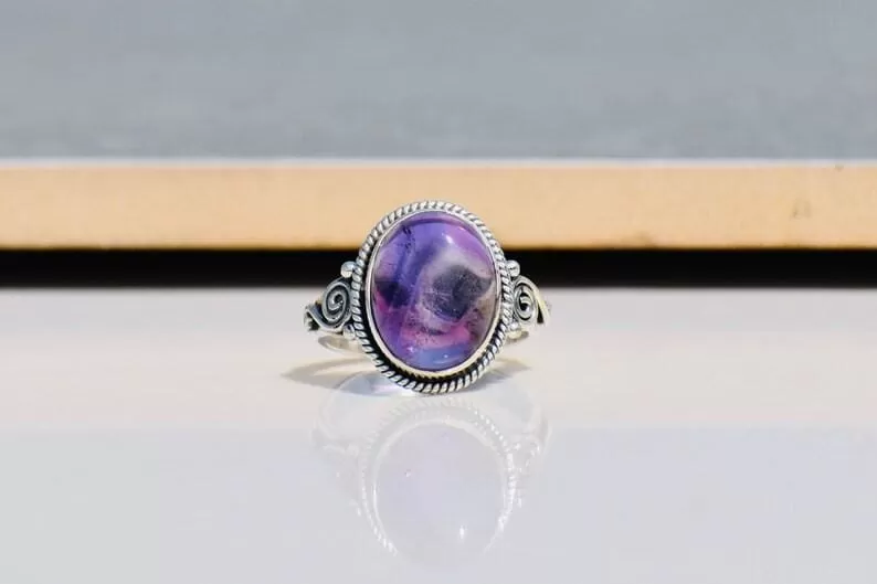 Amethyst Gemstone Sterling Silver Ring,Wedding Gift,Handmade Jewelry,Gift for Her