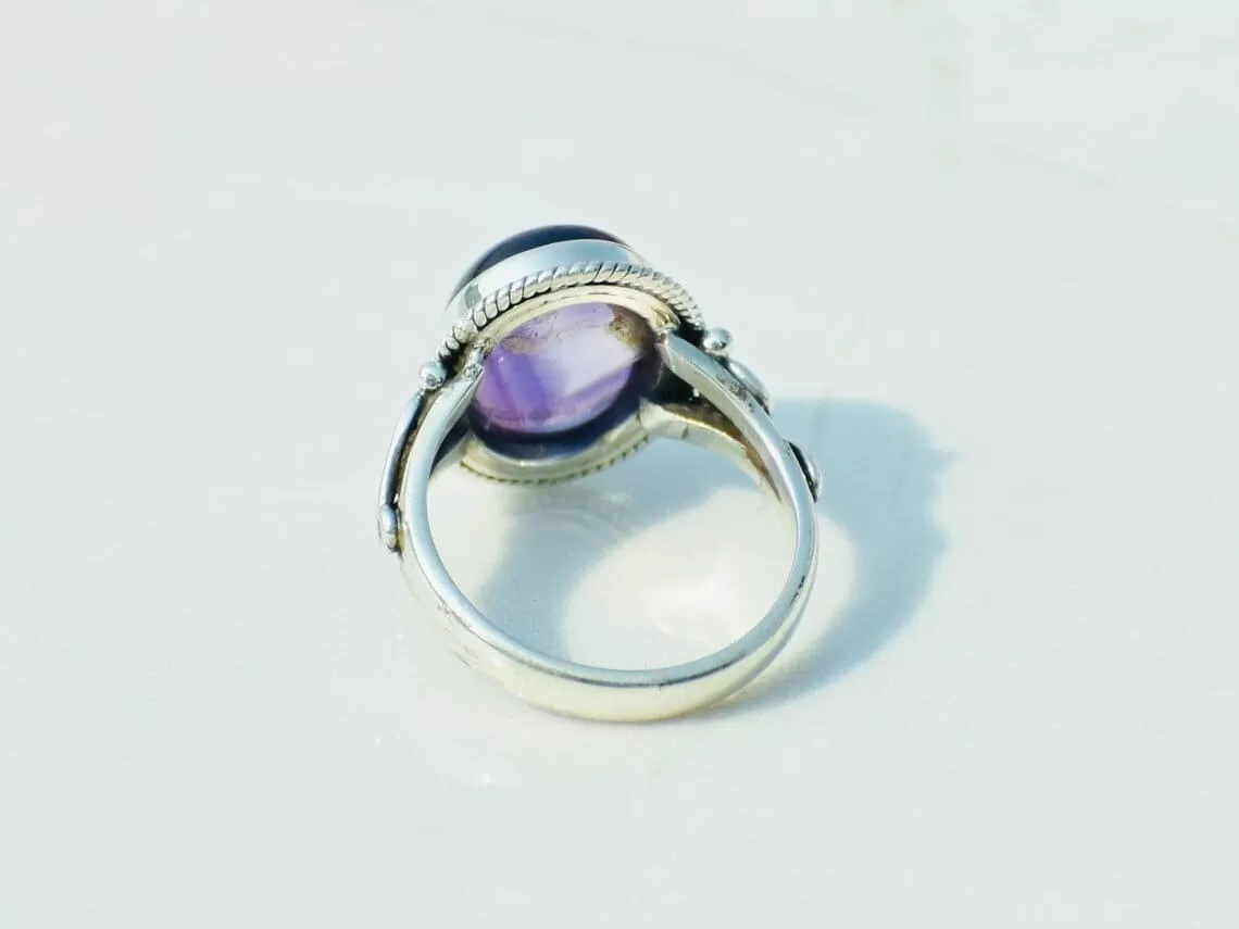 Amethyst Gemstone Sterling Silver Ring,Wedding Gift,Handmade Jewelry,Gift for Her