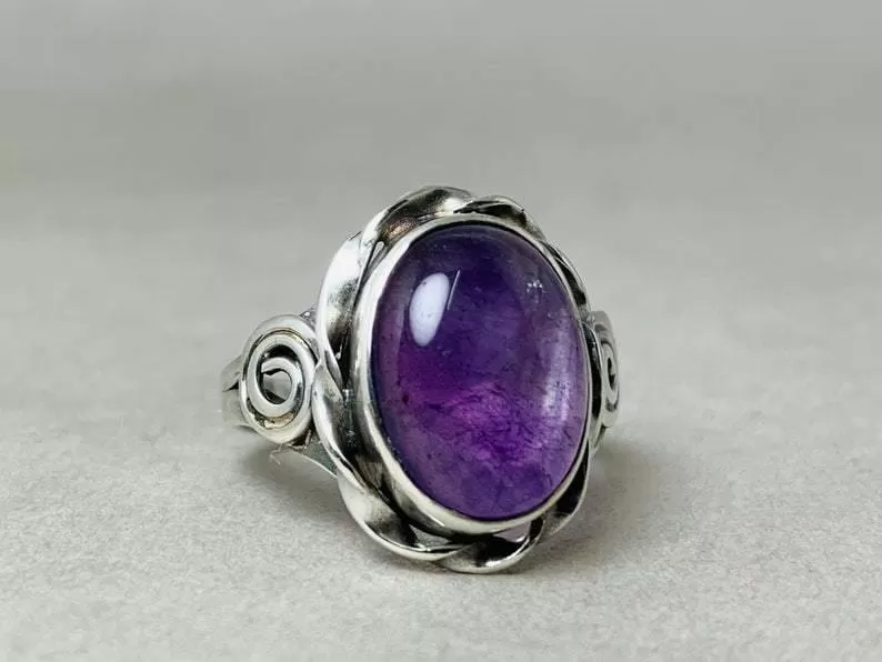 Amethyst Ring, 925 Sterling Silver Ring, February Birthstone Ring, Silver Amethyst Ring, Statement Ring, Purple Stone Ring, Boho Ring