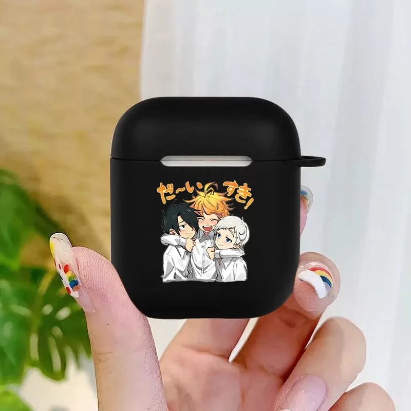 Anime The Promised Neverland Soft silicone TPU Case For AirPods Pro 1 2 3 black Silicone Wireless Bluetooth Earphone Box Cover