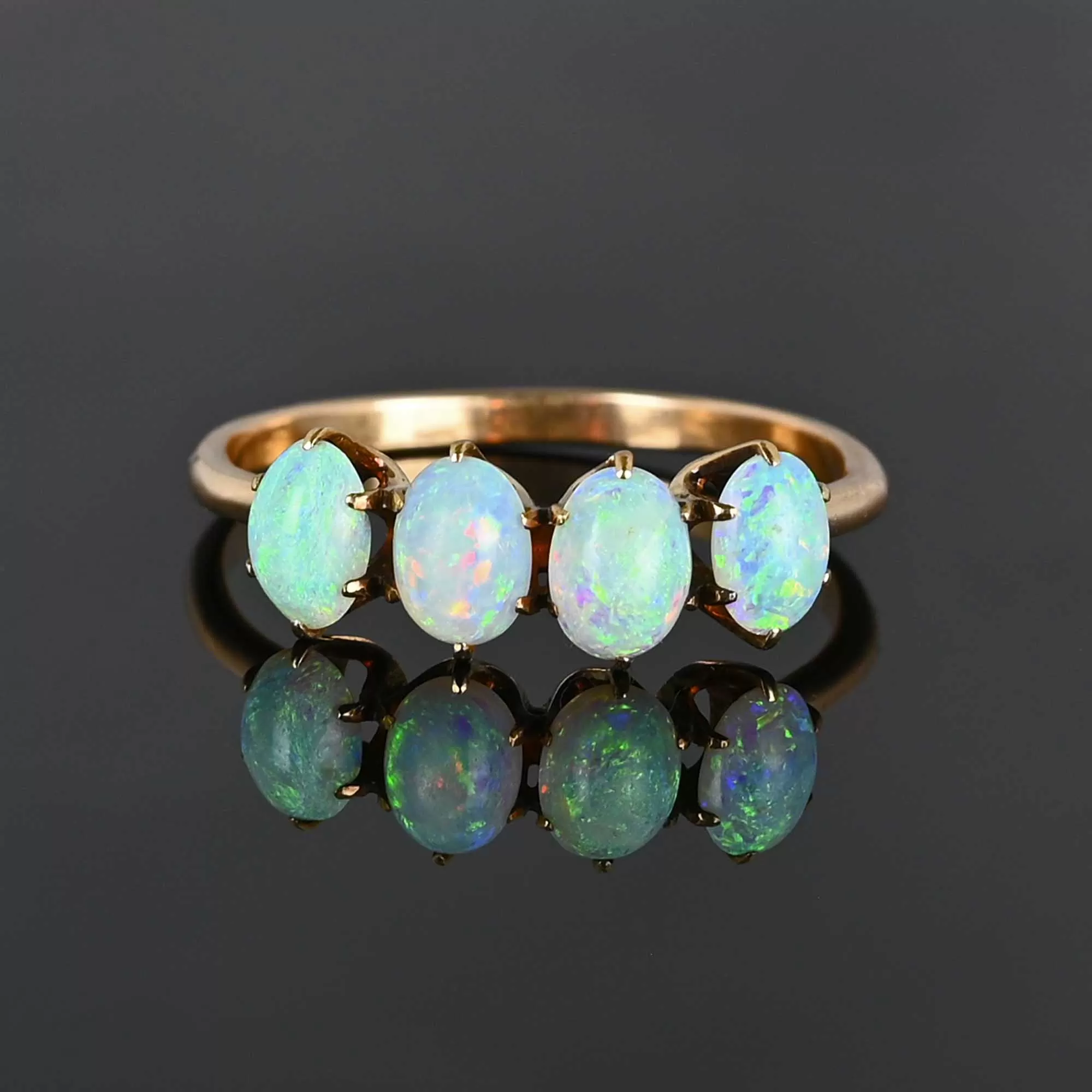 Antique Edwardian Cabochon Opal Ring in 12K Gold