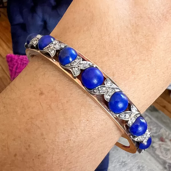 Antique Lapis & Diamond Bracelet