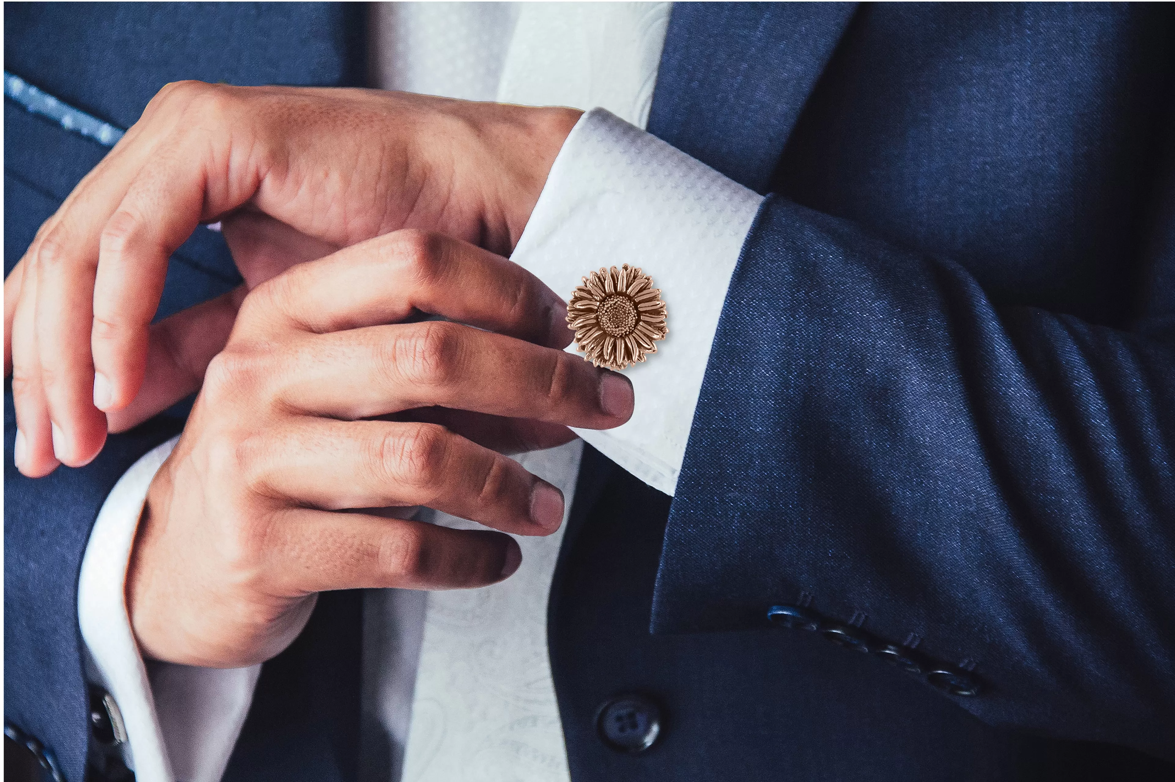 Aster Jewelry 14k Rose Gold Handmade Aster Flower Cufflinks  AST2-BEECLRG