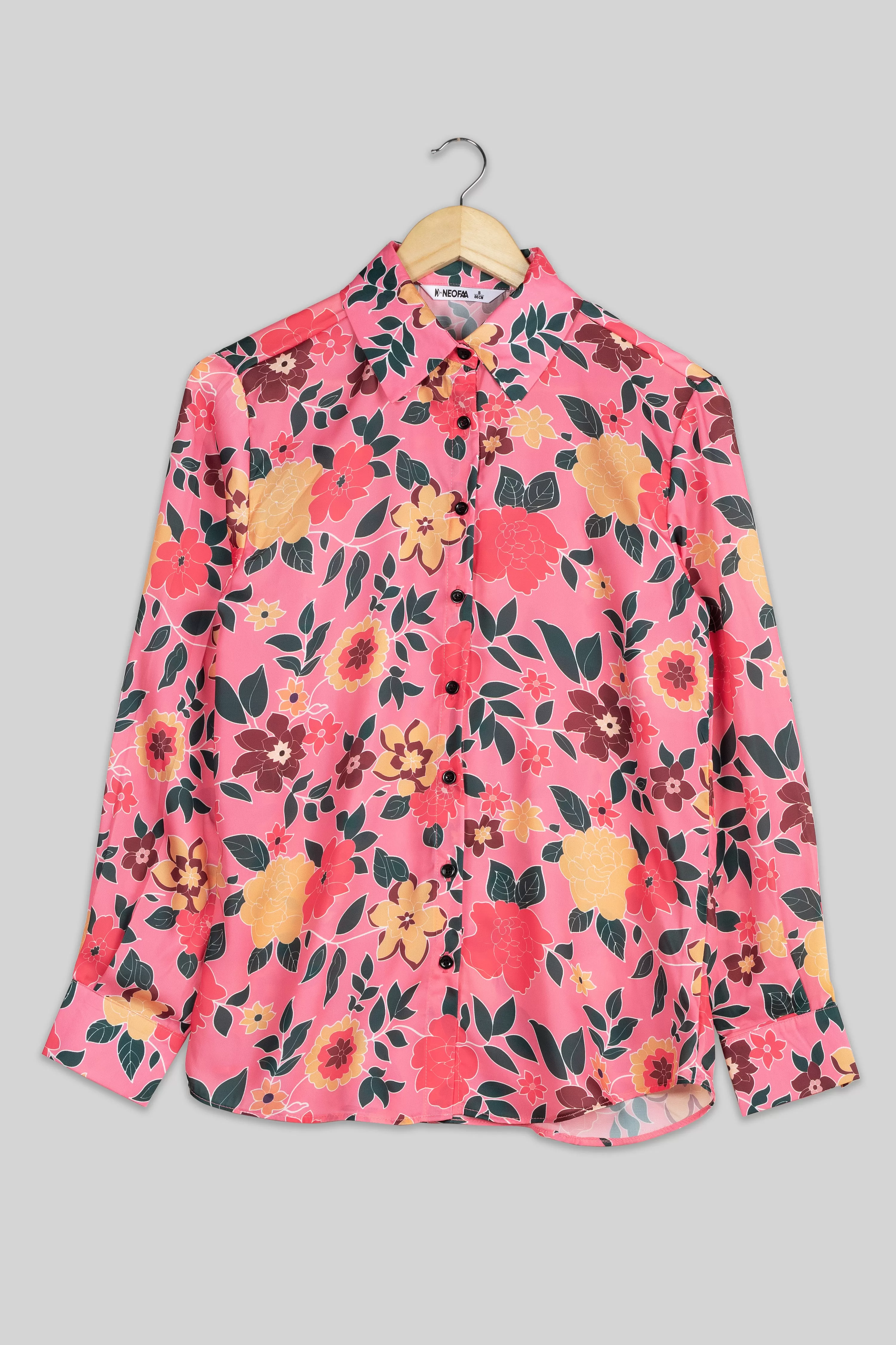 Attractive Pink Floral Shirt For Women