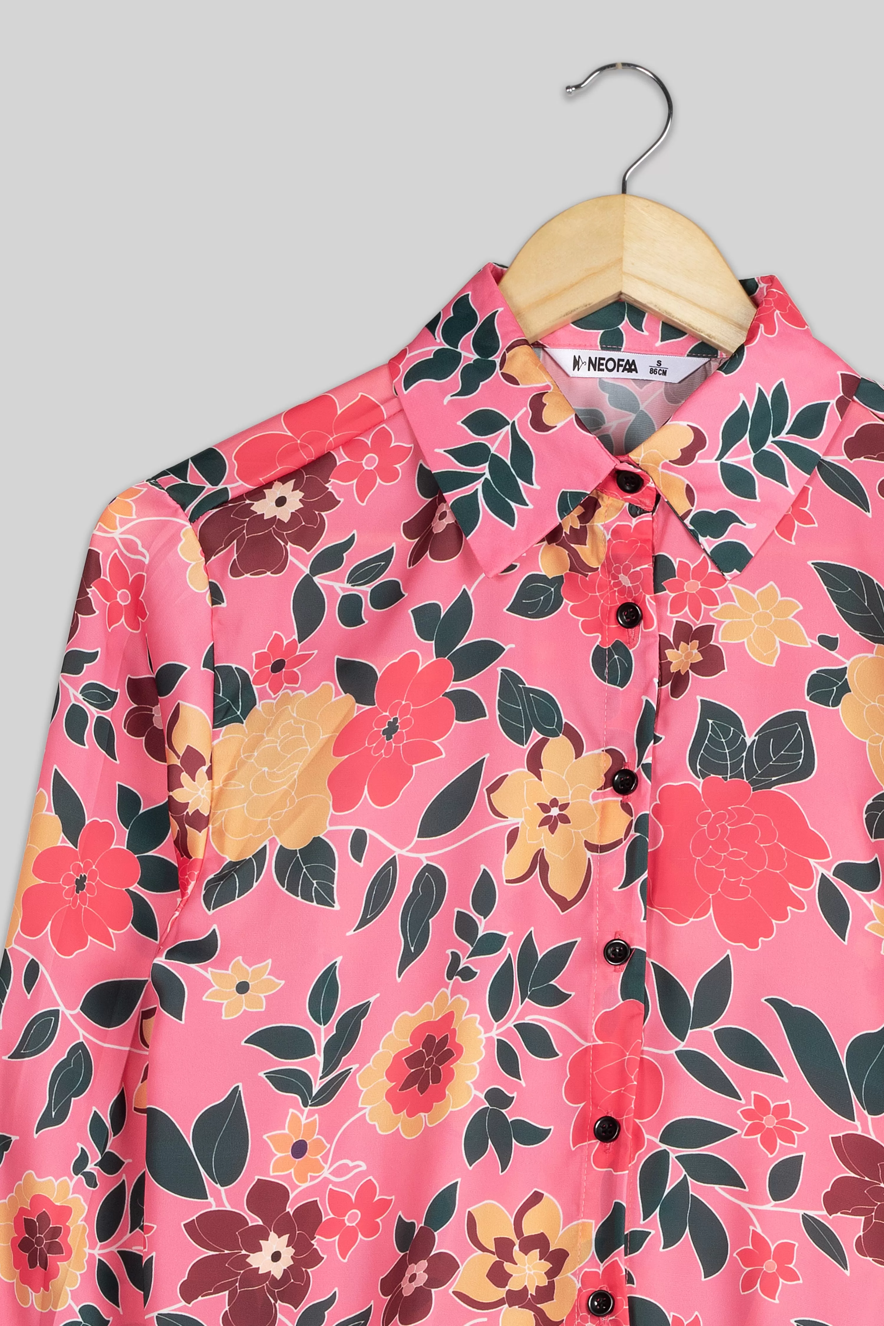 Attractive Pink Floral Shirt For Women