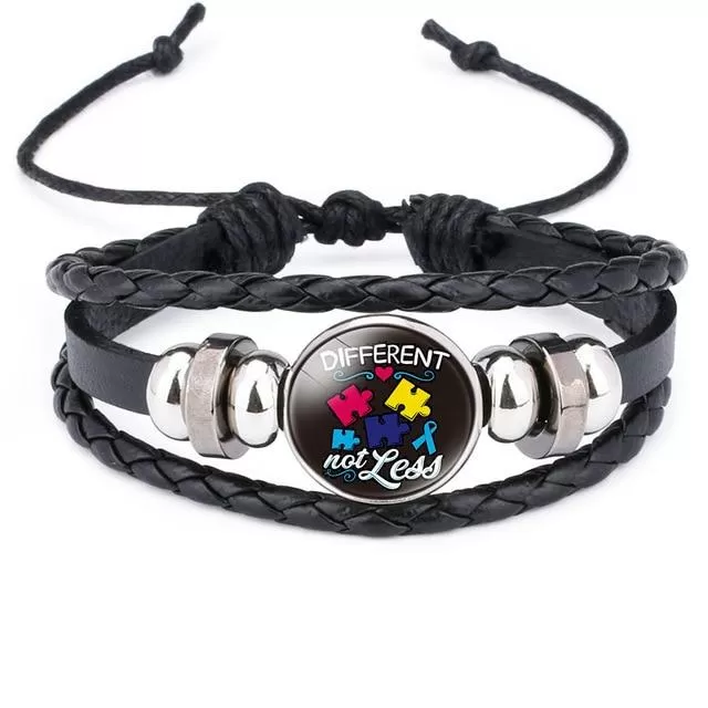 Autism My Child Is Autistic Bracelets Superhero Autism Asperger Buckle Leather Bracelet AUTISM MOM Jigsaw Bracelet