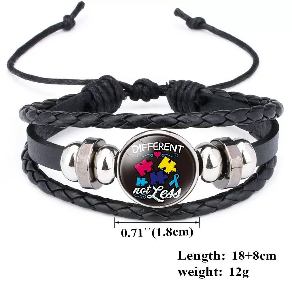 Autism My Child Is Autistic Bracelets Superhero Autism Asperger Buckle Leather Bracelet AUTISM MOM Jigsaw Bracelet