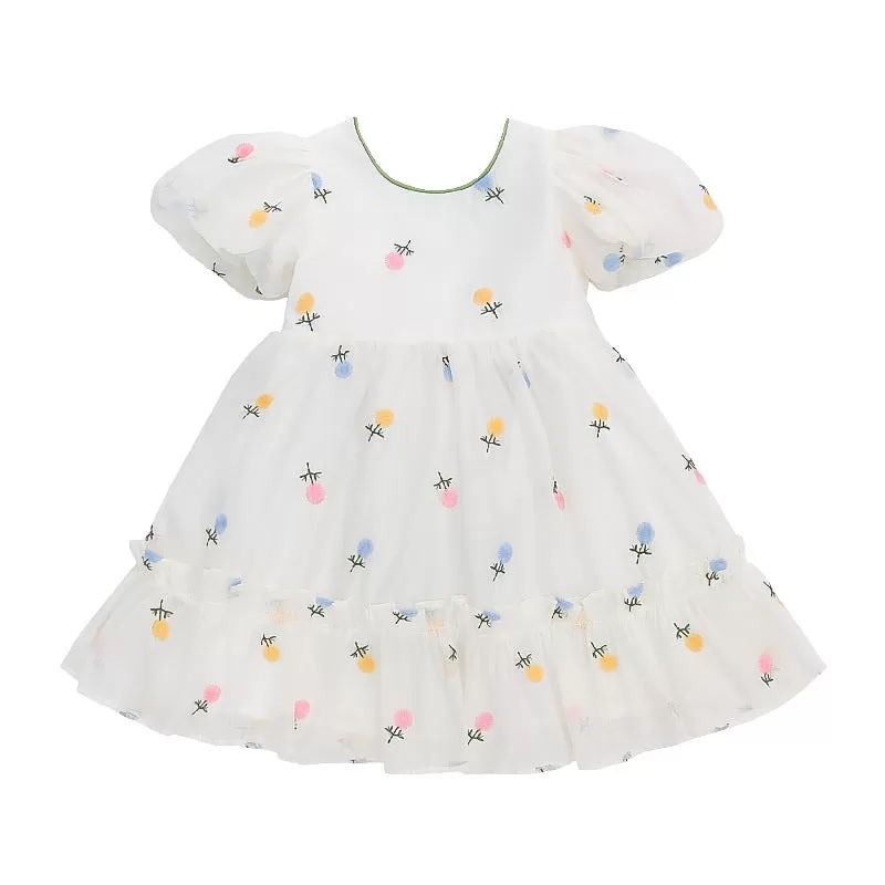 Baby Kid Girls Bow Embroidered Dresses