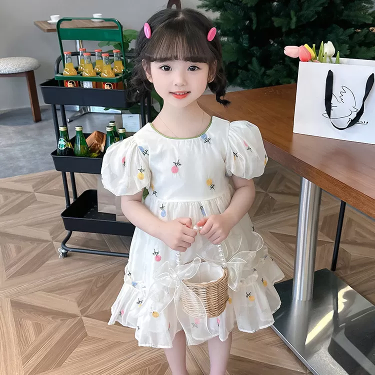 Baby Kid Girls Bow Embroidered Dresses