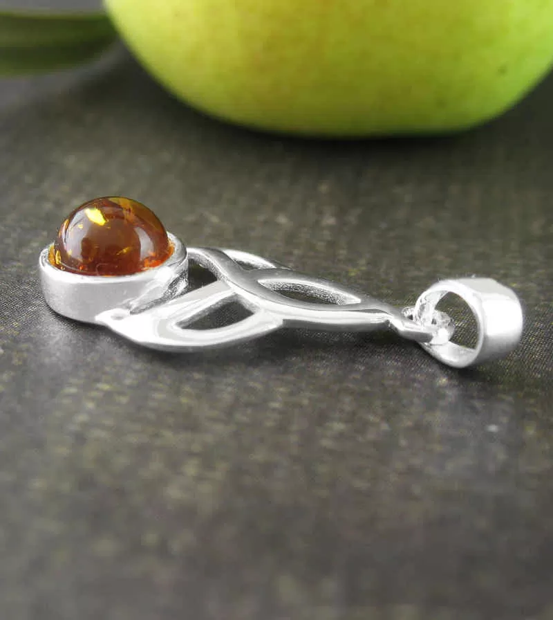 Baltic Amber Cabochon In Art Nouveau Setting Pendant