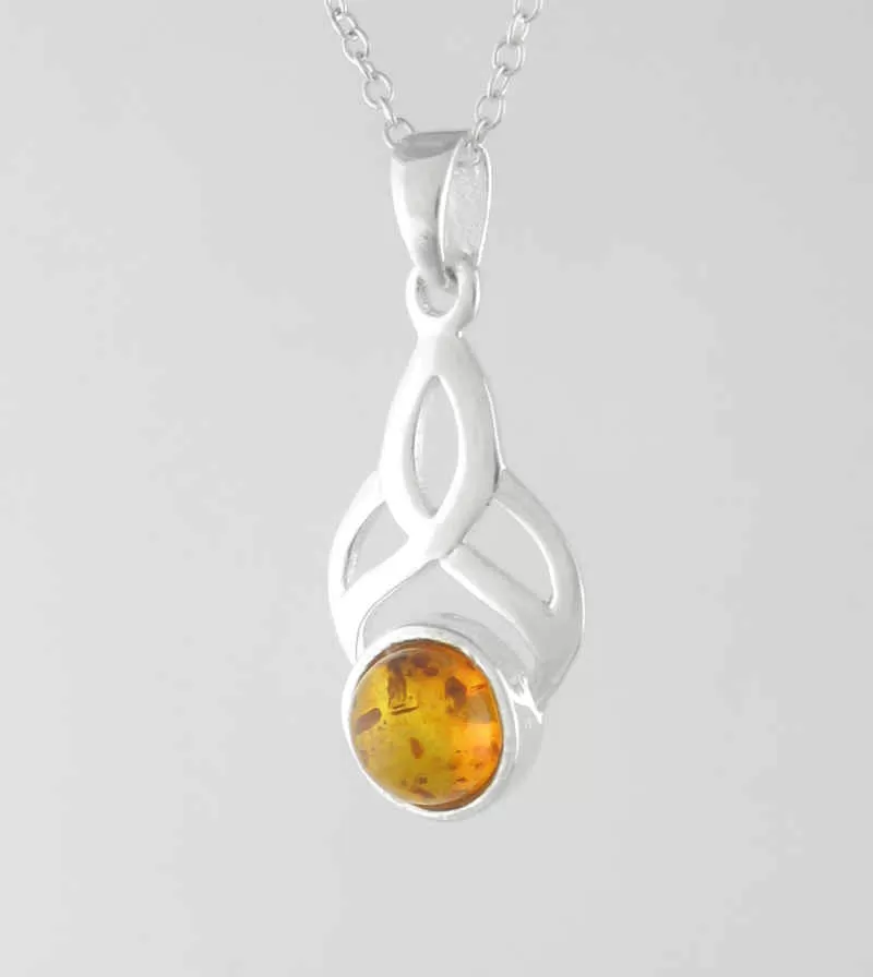 Baltic Amber Cabochon In Art Nouveau Setting Pendant