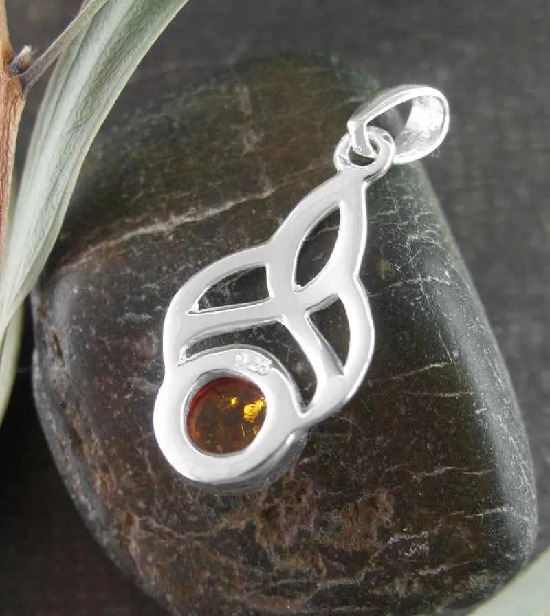 Baltic Amber Cabochon In Art Nouveau Setting Pendant