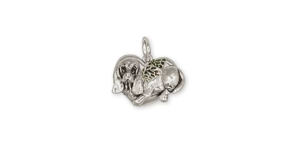 Basset Hound Angel Charm Jewelry Sterling Silver Handmade Dog Charm BH2-AC