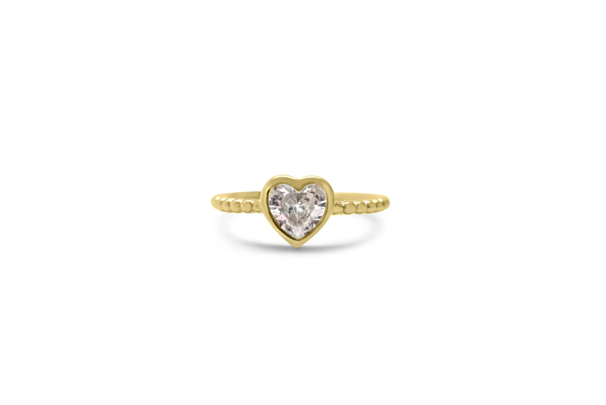 Bezel Heart CZ Droplet Ring in Gold