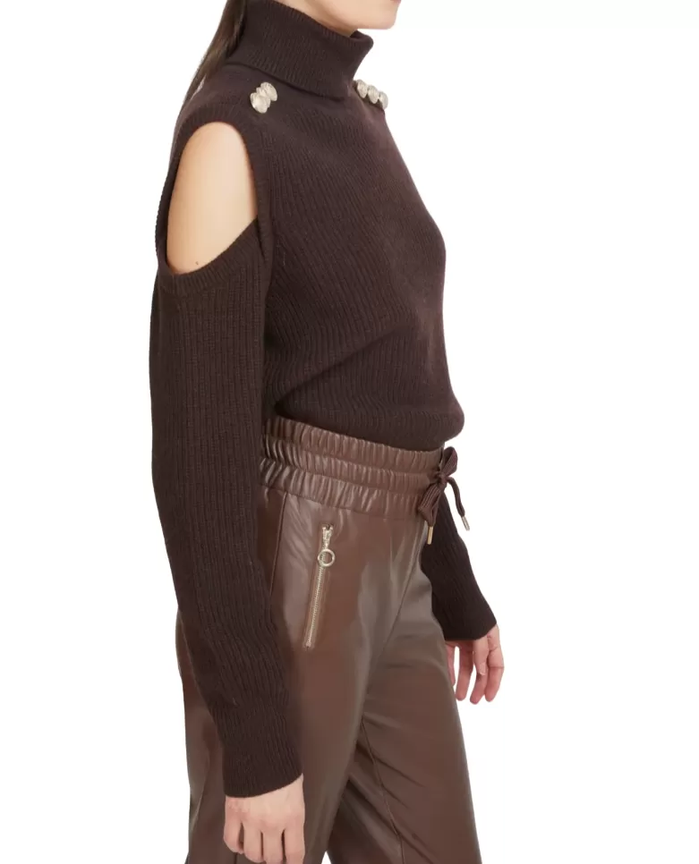 Bibi Cut Out Sweater - Deep Brown