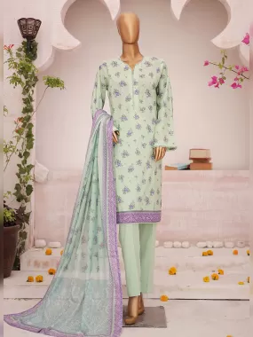 Bin Saeed Printed Lawn 3-Piece Suit - Light Green