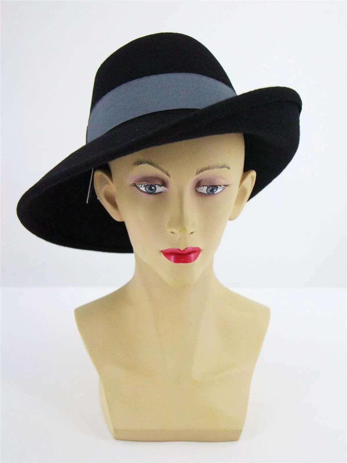 Black 1940s Vintage Style Tilt Hat