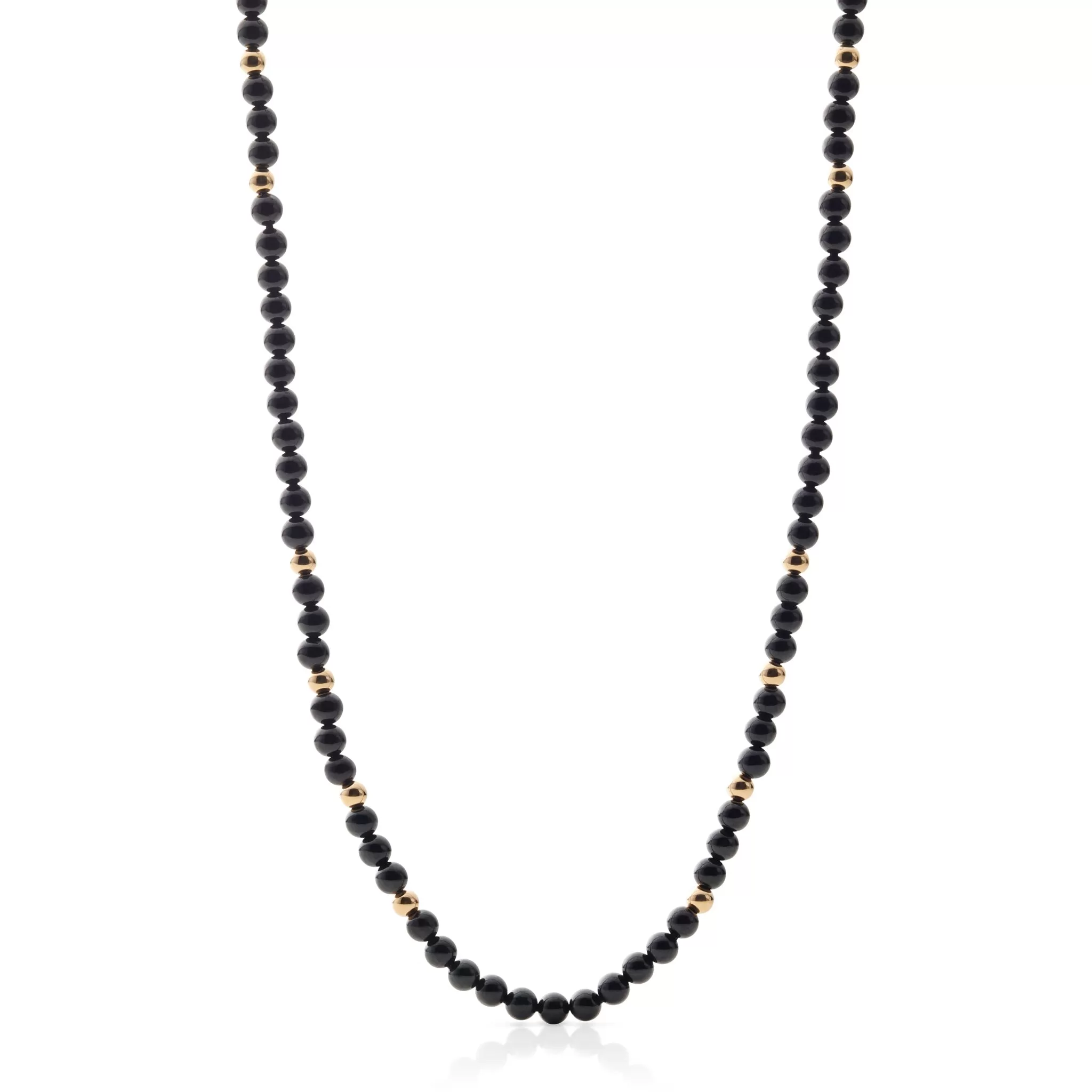 Black Jade & Gold Station Rope Necklace