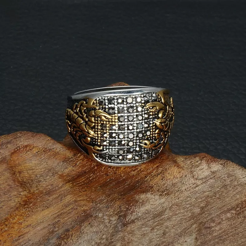 Black Marcasite Stainless Steel Scorpion Ring