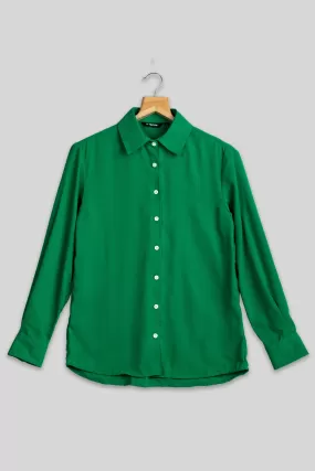 Bold Green Plain Shirt for Women